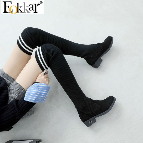 eokkar 2020 low heels knitting over the knee high boots thick heel slip on elastic thigh high boots black winter shoe size 34-43
eokkar 2020 low heels knitting over the knee high boots thick heel slip on elastic thigh high boots black winter shoe size 34-43
