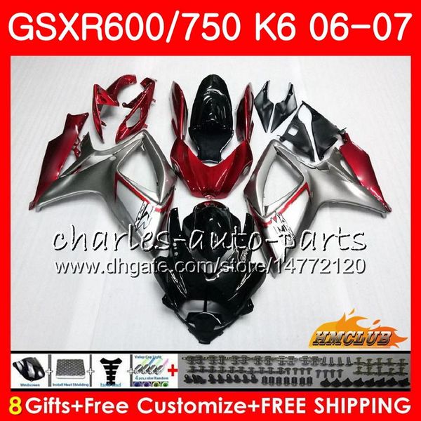 

Кузов Для SUZUKI Красный серый сток GSX R600 GSX-R750 GSXR-600 GSXR600 06-07 8HC.25 GSX R750 GSXR 600 750 06 07 K6 GSXR750 20