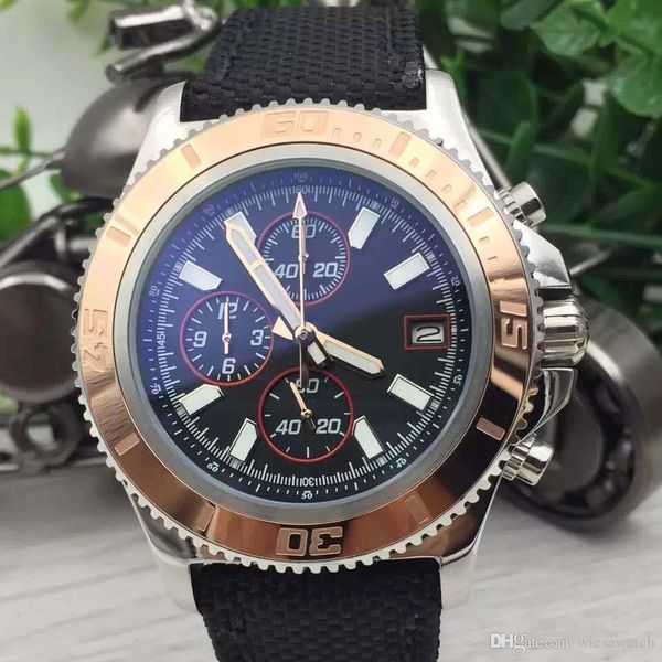 outdoor chronograph quartz 42mm black dial functional man wristwatches with black nylon band mens watches with gold bezel, Slivery;brown
outdoor chronograph quartz 42mm black dial functional man wristwatches with black nylon band mens watches with gold bezel, Slivery;brown