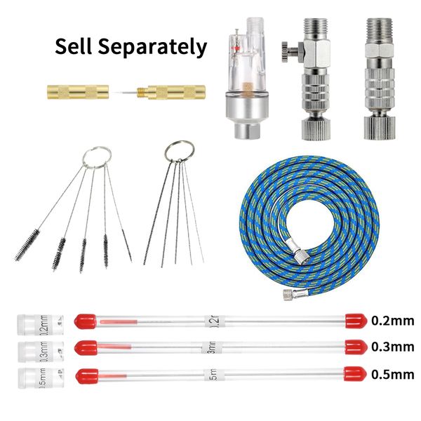 airbrush compressor nozzle needle mini fliter air hose airflow adjustment control valve cleaning needle/brush tool
airbrush compressor nozzle needle mini fliter air hose airflow adjustment control valve cleaning needle/brush tool