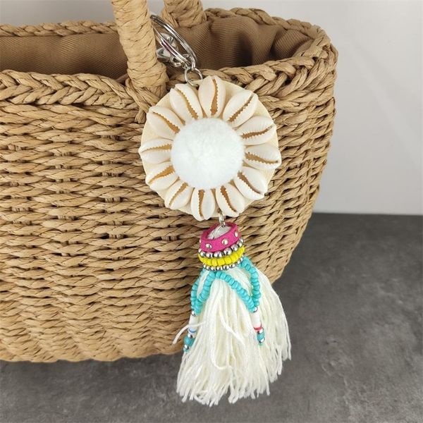 handmade jewelry ethnic keychain shell alloy colorful thread pompom tassel beaded charm key chain bohemian party gift, Silver
handmade jewelry ethnic keychain shell alloy colorful thread pompom tassel beaded charm key chain bohemian party gift, Silver