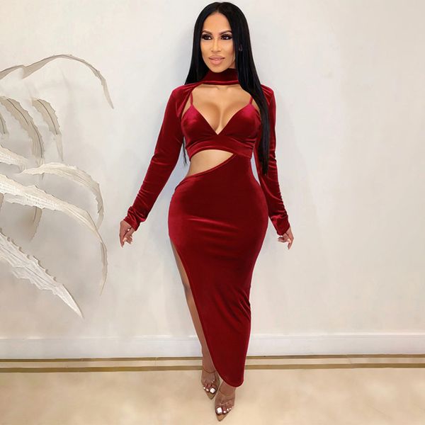 womens designer solid color banquet dress v-neck long sleeve hip split dress wfvq, Black;gray
womens designer solid color banquet dress v-neck long sleeve hip split dress wfvq, Black;gray
