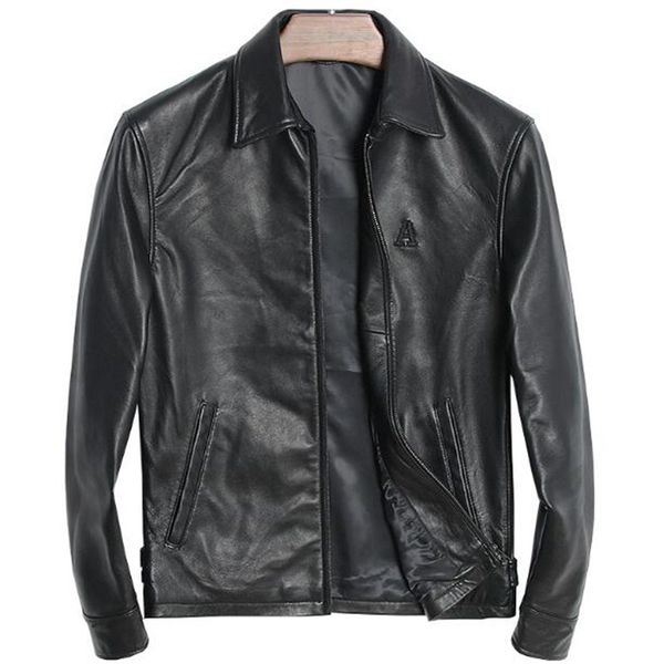 genuine leather jacket men vintage winter spring 100% natural sheepskin embroidery letter a male fashion zipper bomber jacket, Black
genuine leather jacket men vintage winter spring 100% natural sheepskin embroidery letter a male fashion zipper bomber jacket, Black