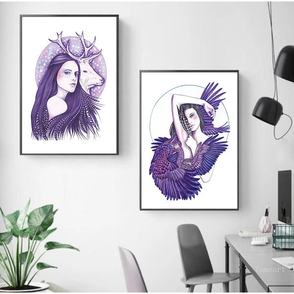 nordic posters and prints flowers deer owl bird wolf girl portrait wall art canvas painting living room picture decoration
nordic posters and prints flowers deer owl bird wolf girl portrait wall art canvas painting living room picture decoration