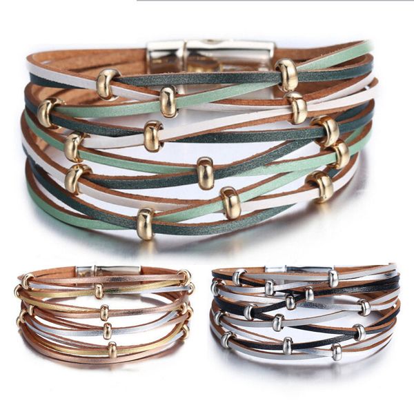 fashion gold sliver couple bracelet 2019 for women love vintage leather friendship bracelets & bangles femme punk jewelry, White
fashion gold sliver couple bracelet 2019 for women love vintage leather friendship bracelets & bangles femme punk jewelry, White