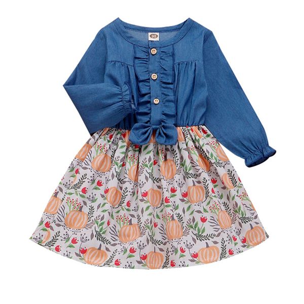 pumpkin print denim patchwork dress kids newborn baby girls dresses long sleeve princess party sundress, Red;yellow
pumpkin print denim patchwork dress kids newborn baby girls dresses long sleeve princess party sundress, Red;yellow