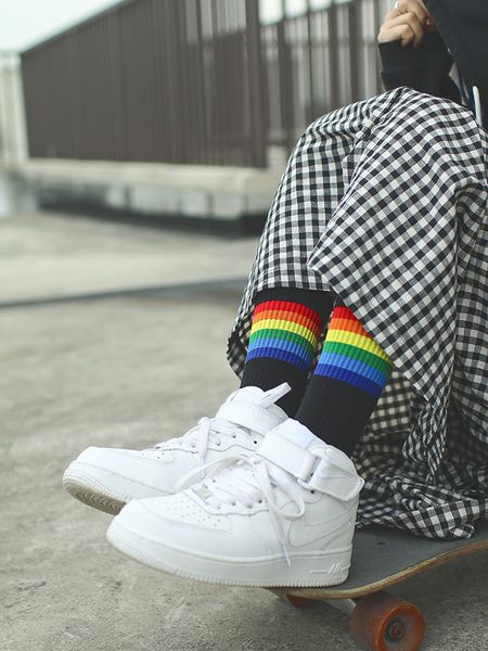 original design young people hiphop rainbow cotton dance street high fashion man boy black white sock
original design young people hiphop rainbow cotton dance street high fashion man boy black white sock