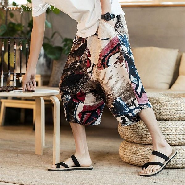 men's floral loose linen blend hawaii beach baggy casual shorts harem pants new, Black
men's floral loose linen blend hawaii beach baggy casual shorts harem pants new, Black