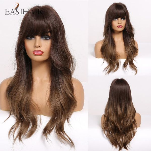 easihair long brown ombre women's wigs with bangs wave synthetic wigs for women african american heat resistant natural hair wig, Black
easihair long brown ombre women's wigs with bangs wave synthetic wigs for women african american heat resistant natural hair wig, Black