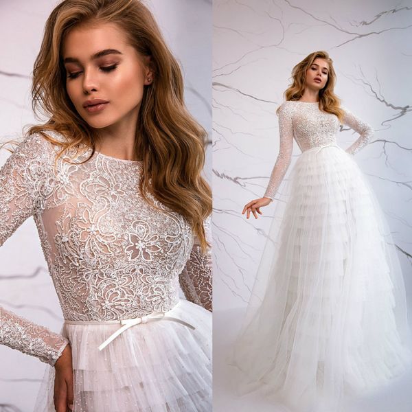 eva lendel wedding dresses jewel long sleeves lace appliques bridal gowns 2020 custom made sweep train a line wedding dress, White
eva lendel wedding dresses jewel long sleeves lace appliques bridal gowns 2020 custom made sweep train a line wedding dress, White