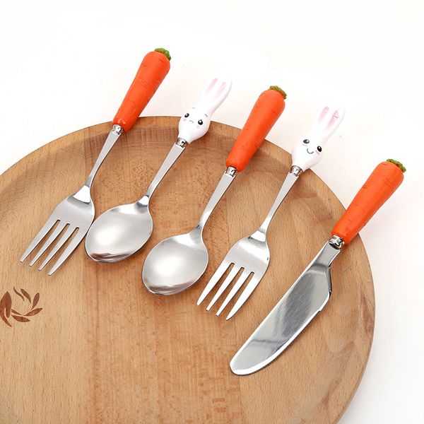 stainless steel forks dessert knife with rabbit carrot shaped handle coffee tea ice cream soup spoon scoop for children
stainless steel forks dessert knife with rabbit carrot shaped handle coffee tea ice cream soup spoon scoop for children