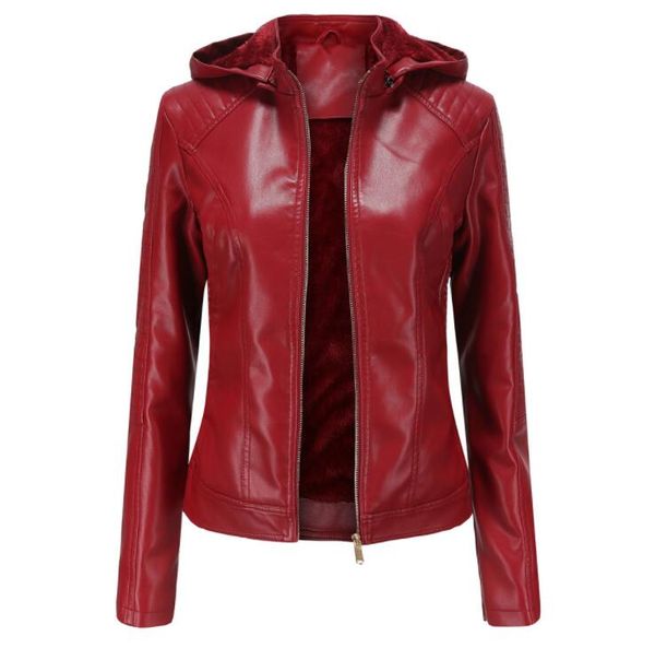 women's jacket 2019 autumn plus size plus velvet female leather jacket female hooded short coat warm casual, Black
women's jacket 2019 autumn plus size plus velvet female leather jacket female hooded short coat warm casual, Black