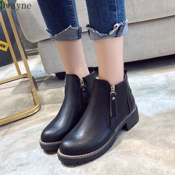 boots 2019 women with winter wild thick with british wind plus velvet short boots warm snow, Black
boots 2019 women with winter wild thick with british wind plus velvet short boots warm snow, Black