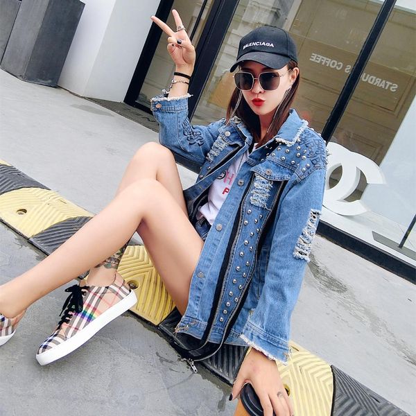 autumn new european station tide brand heavy work loose retro rivet pearl denim jacket bf wind denim shirt female, Black;white
autumn new european station tide brand heavy work loose retro rivet pearl denim jacket bf wind denim shirt female, Black;white