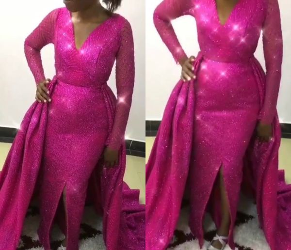 stunning mermaid prom dresses with detachable train v neck lace glitter evening gowns for reception wear sweep train split party dress, Black;red
stunning mermaid prom dresses with detachable train v neck lace glitter evening gowns for reception wear sweep train split party dress, Black;red