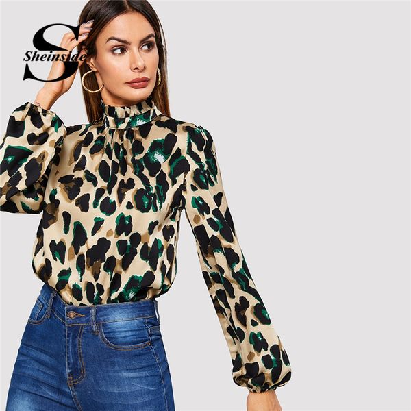 sheinside bishop sleeve frill neck leopard blouse women shirts long sleeve female work 2019 fall elegant womens blouses, White
sheinside bishop sleeve frill neck leopard blouse women shirts long sleeve female work 2019 fall elegant womens blouses, White