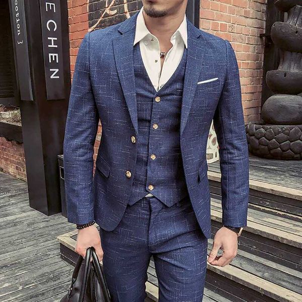 ( jacket + vest + pants ) new fashion boutique men's plaid formal business suit 3 piece set men's high-end casual suits, White;black
( jacket + vest + pants ) new fashion boutique men's plaid formal business suit 3 piece set men's high-end casual suits, White;black