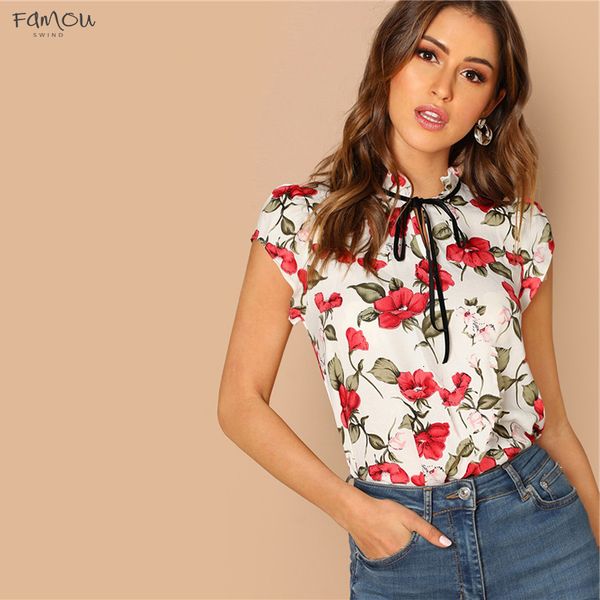Multicolor Tie Neck Ruffle Print Armhole Floral Top Elegant Stand Collar Cap Sleeve Pullover Women Autumn Minimalist Blouse
Multicolor Tie Neck Ruffle Print Armhole Floral Top Elegant Stand Collar Cap Sleeve Pullover Women Autumn Minimalist Blouse
