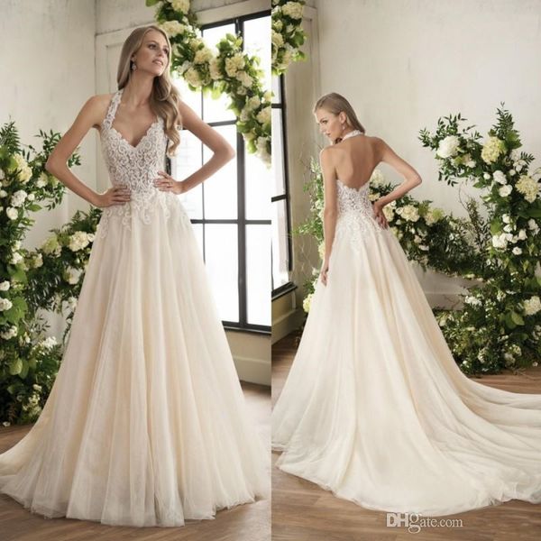 jasmine 2020 new boho wedding dresses lace appliqued halter v neck backless bridal gowns crystal garden country wedding dress, White
jasmine 2020 new boho wedding dresses lace appliqued halter v neck backless bridal gowns crystal garden country wedding dress, White