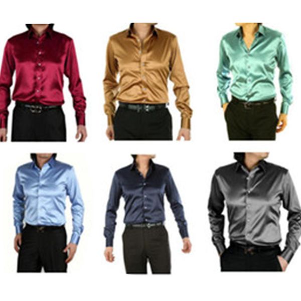 long sleeve autumn spring thin fashion loose casual silk men dress shirt plus size plus size soft male good quality loose, White;black
long sleeve autumn spring thin fashion loose casual silk men dress shirt plus size plus size soft male good quality loose, White;black