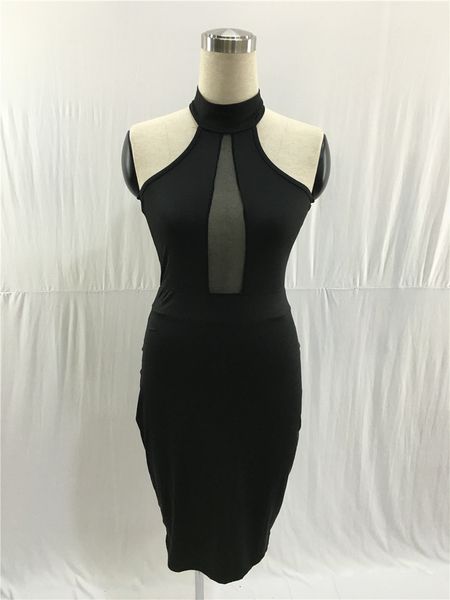 selling womens european and american foreign trade sleeveless halter mesh stitching dress, White;black
selling womens european and american foreign trade sleeveless halter mesh stitching dress, White;black