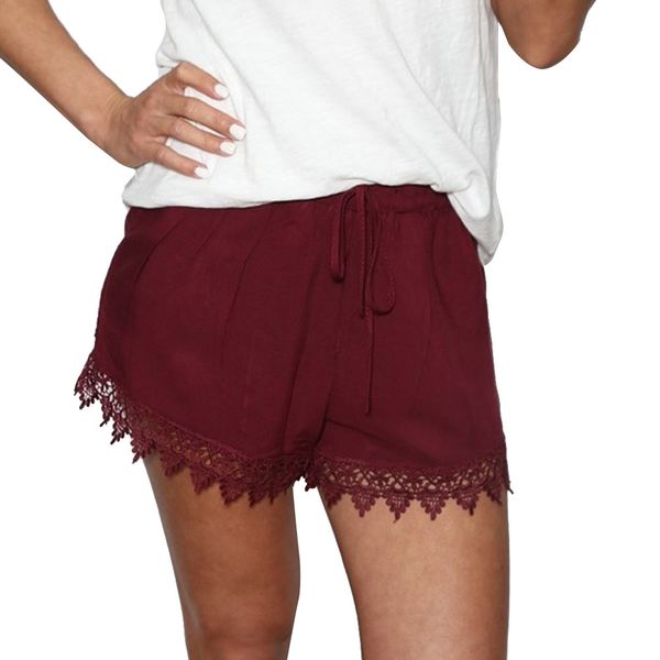 summer shorts women solid drawstring lace splicing hem short pants fashion mini korean style short, White;black
summer shorts women solid drawstring lace splicing hem short pants fashion mini korean style short, White;black