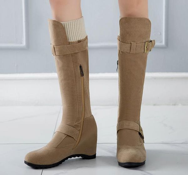 with box size 33 to 43 casual beige insivible height increased knee high boots luxury designer women boots, Black
with box size 33 to 43 casual beige insivible height increased knee high boots luxury designer women boots, Black