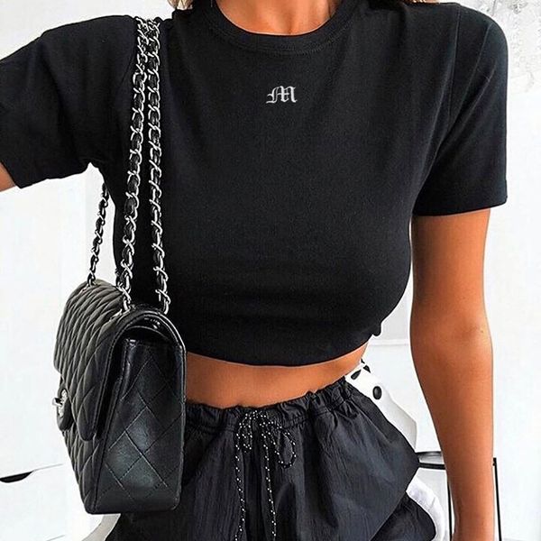 slim letter embroidery tshirt women summer short sleeve casual crop tees women's cotton streetwear femme t-shirts, White
slim letter embroidery tshirt women summer short sleeve casual crop tees women's cotton streetwear femme t-shirts, White
