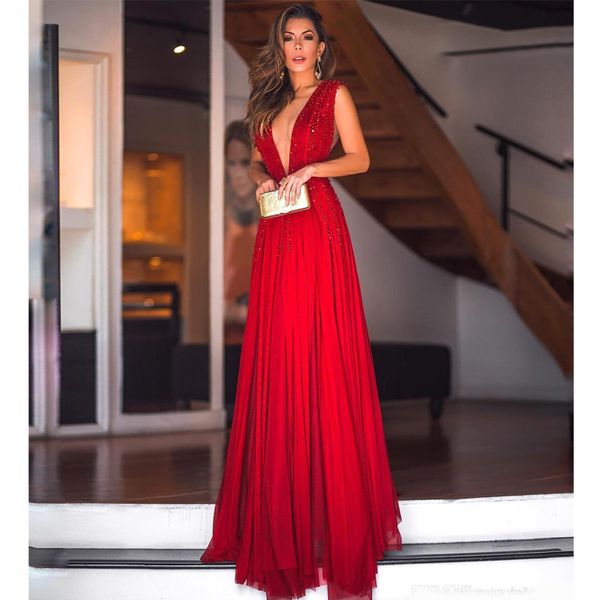 plunging v neck red evening dresses pleats sequins beads fitted long formal vestidos de festa party prom gowns celebrity dress, Black;red
plunging v neck red evening dresses pleats sequins beads fitted long formal vestidos de festa party prom gowns celebrity dress, Black;red
