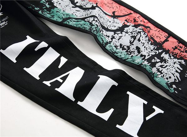 black casual men pants fashion stretch print pants slim fit trousers men italy/new york letters 
black casual men pants fashion stretch print pants slim fit trousers men italy/new york letters