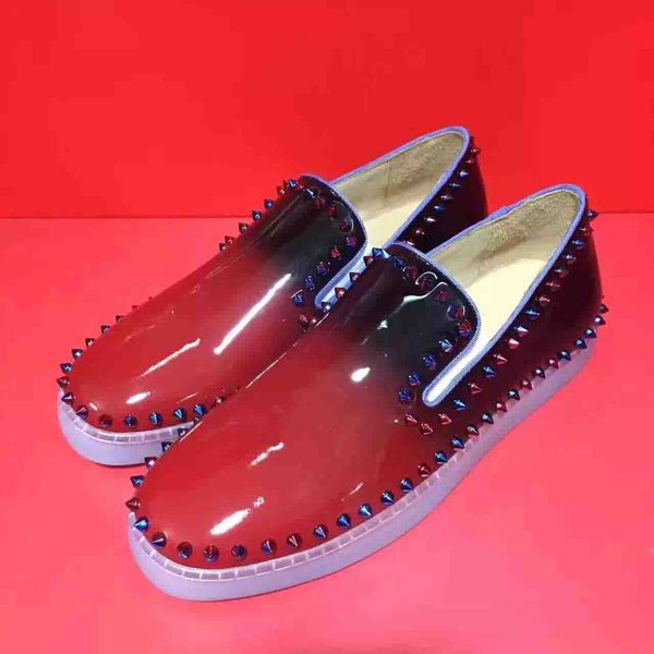 fashion simple men brand shoes flat red soles loafers roller-boat spiked flat sneakers,sliver genuine leather with transparent outsole, Black
fashion simple men brand shoes flat red soles loafers roller-boat spiked flat sneakers,sliver genuine leather with transparent outsole, Black