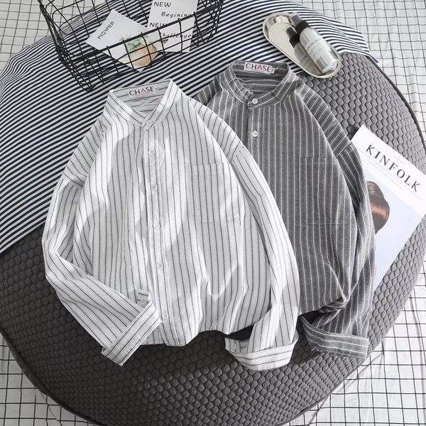 2019 new turn-down collar summer shirt striped white shirt wild thin long sleeve stand collar comfortable sa-8, White;black
2019 new turn-down collar summer shirt striped white shirt wild thin long sleeve stand collar comfortable sa-8, White;black