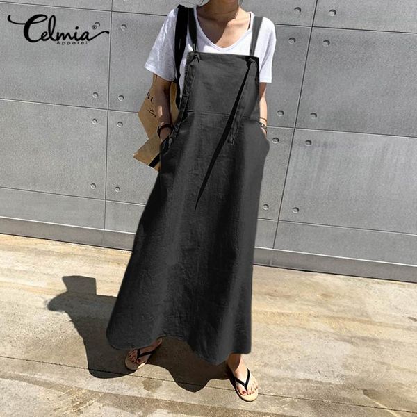 casual dresses 2021 celmia women fashion sleeveless maxi dress plus size loose vintage strappy long vestidos solid femme, Black;gray
casual dresses 2021 celmia women fashion sleeveless maxi dress plus size loose vintage strappy long vestidos solid femme, Black;gray