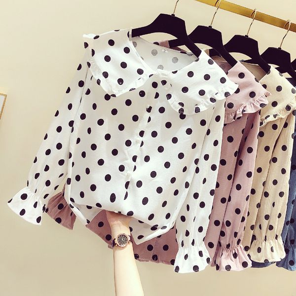 spring women polka dot ruffle blouse elegant shirts long sleeve women's shirt buttons pullover casual female plus size, White
spring women polka dot ruffle blouse elegant shirts long sleeve women's shirt buttons pullover casual female plus size, White