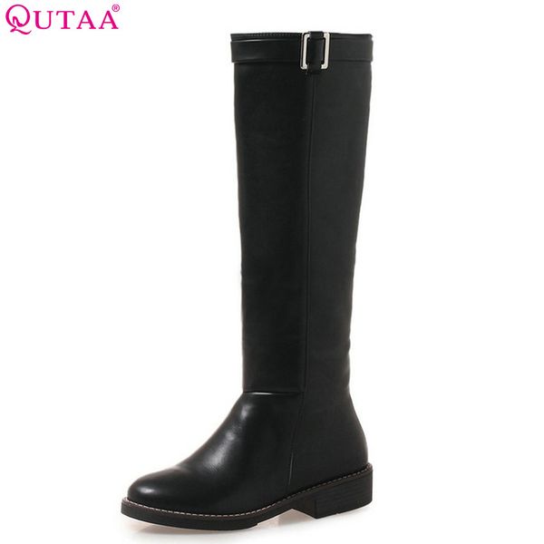 qutaa 2019 women knee high boots platform all match pu leather square heel winter soes women motorcycle boots big size 34-43, Black
qutaa 2019 women knee high boots platform all match pu leather square heel winter soes women motorcycle boots big size 34-43, Black