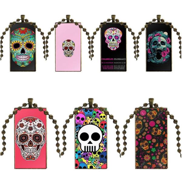 for girls wholesale floral sugar skull necklace fashion long chain with rectangle necklace jewelry, Silver
for girls wholesale floral sugar skull necklace fashion long chain with rectangle necklace jewelry, Silver