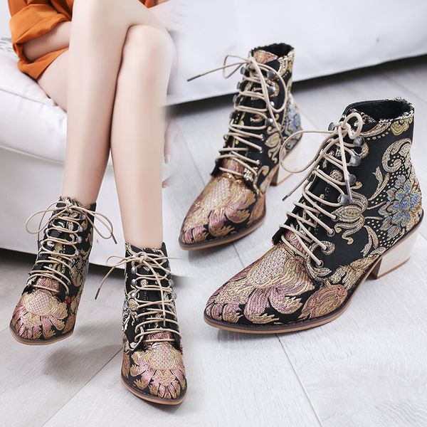 lasperal2019 spring retro women embroidery flower short boots lady elegant lace up ankle boots female chunky botas mujer, Black
lasperal2019 spring retro women embroidery flower short boots lady elegant lace up ankle boots female chunky botas mujer, Black