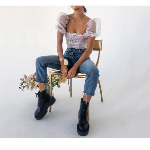 summer women cropped puff sleeve off shoulder mesh shirt black white backless ruched transparent top
summer women cropped puff sleeve off shoulder mesh shirt black white backless ruched transparent top