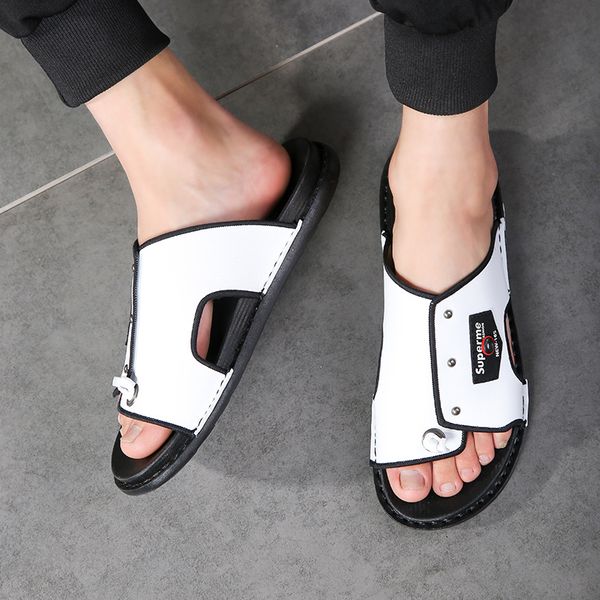 summer youth rome style foot covering single-strap slipper leather waterproof anti-slip rubber bottom outer wear slipper men's, Black
summer youth rome style foot covering single-strap slipper leather waterproof anti-slip rubber bottom outer wear slipper men's, Black