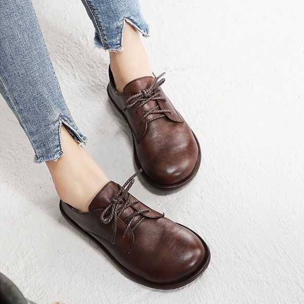 four seasons 2020 spring sew round head lace up flats shoes women's british style soft genuine leather versatile single shoes, Black
four seasons 2020 spring sew round head lace up flats shoes women's british style soft genuine leather versatile single shoes, Black