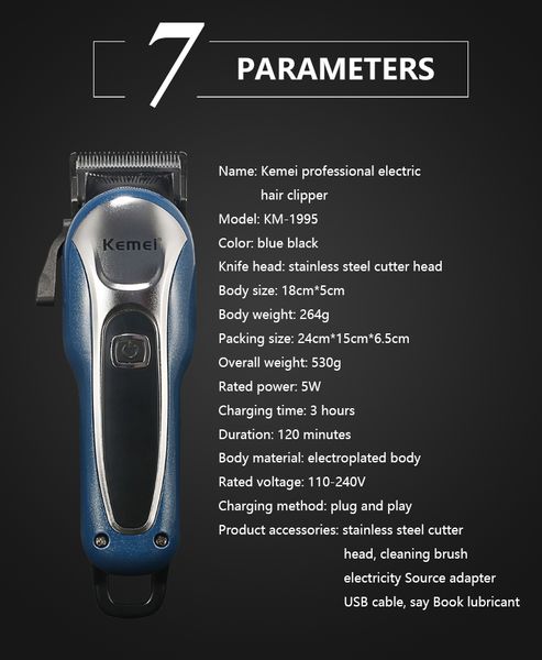 горячие мужские kemei km-1995 professional машинка для стрижки волос мужчины аккумуляторный триммер волос нержавеющей стали режущее лезвие ж 
горячие мужские kemei km-1995 professional машинка для стрижки волос мужчины аккумуляторный триммер волос нержавеющей стали режущее лезвие ж
