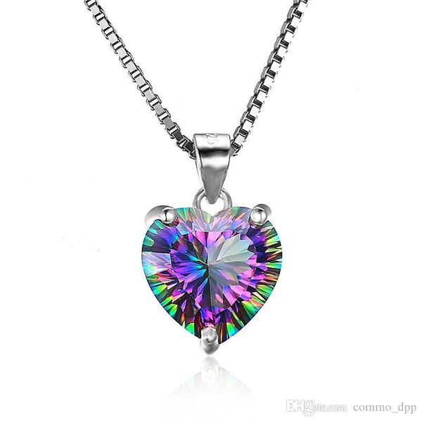 luxury 925 sterling silver heart shaped pendant rainbow cubic zirconia cz gemstone charm box chains for women fashion jewelry 
luxury 925 sterling silver heart shaped pendant rainbow cubic zirconia cz gemstone charm box chains for women fashion jewelry