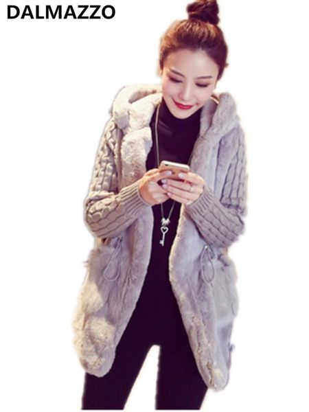 2019 autumn winter women fashion knitted stitching plush hooded coats female womans thicken warm pocket long jacket coat, Black
2019 autumn winter women fashion knitted stitching plush hooded coats female womans thicken warm pocket long jacket coat, Black