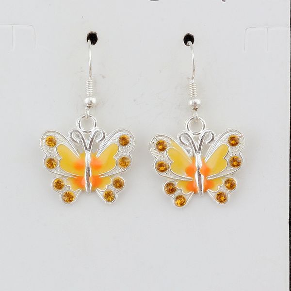 Yellow Rhinestone Enamel Butterfly Charm Earrings silver Fish Ear Hook Chandelier Jewelry 22x37mm 10pairs/lot A-508e
Yellow Rhinestone Enamel Butterfly Charm Earrings silver Fish Ear Hook Chandelier Jewelry 22x37mm 10pairs/lot A-508e