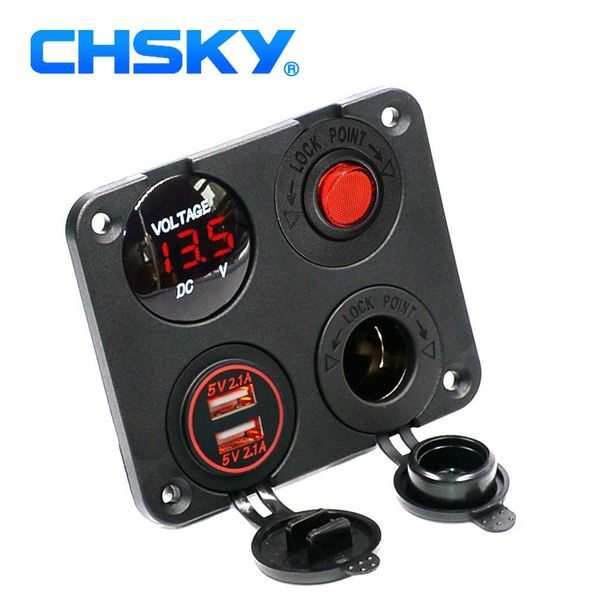 chsky 4 hole panel base red led 12v usb 4.2a power adapter charger dual car cigarette lighter socket splitter digital voltmeter
chsky 4 hole panel base red led 12v usb 4.2a power adapter charger dual car cigarette lighter socket splitter digital voltmeter