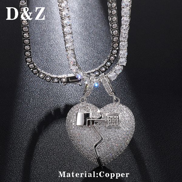 d&z design micro paved cz separable broken heart with key necklace men hip hop iced out jewelry gift, Silver
d&z design micro paved cz separable broken heart with key necklace men hip hop iced out jewelry gift, Silver