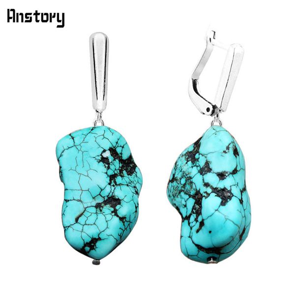 irregular natural turquoises pendant earrings for women vintage antique silver plated fashion jewelry te202
irregular natural turquoises pendant earrings for women vintage antique silver plated fashion jewelry te202
