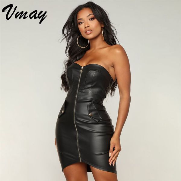 vmay fashion pu tube zipper bag backpack hip dress 2019 spring and summer high street sheath empire strapless mini dress, Black;gray
vmay fashion pu tube zipper bag backpack hip dress 2019 spring and summer high street sheath empire strapless mini dress, Black;gray