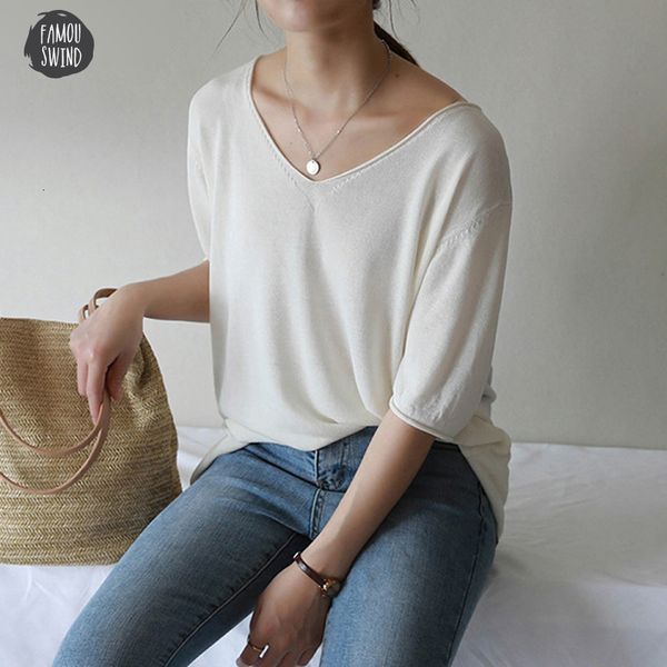 2019 thin knit t shirt oversized for v neck female casual t shirt basic pullover girls short sleeve solid, White
2019 thin knit t shirt oversized for v neck female casual t shirt basic pullover girls short sleeve solid, White