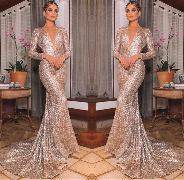 glitz champange sequined long sleeve mermaid evening dresses elegant v neck prom party gown long party dress vestido de fiesta bc2611, Black;red
glitz champange sequined long sleeve mermaid evening dresses elegant v neck prom party gown long party dress vestido de fiesta bc2611, Black;red
